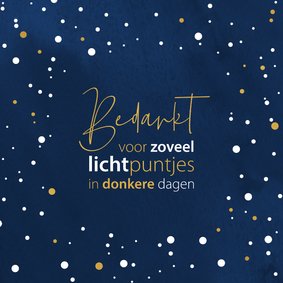 Kerstkaart Bedankt voor zoveel lichtpuntjes in donkere dagen