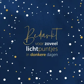 Kerstkaart Bedankt voor zoveel lichtpuntjes in donkere dagen