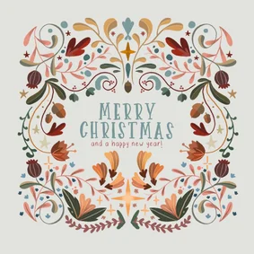 Kerstkaart botanische kerst omlijsting