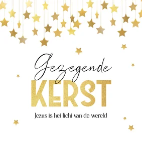 Kerstkaart christelijk sterren gezegende kerst licht