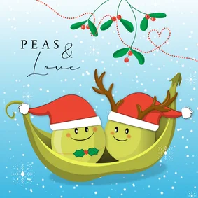 Kerstkaart christmas greetings funny sweet peas & love