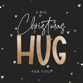 Kerstkaart christmas hug moeilijke kerst hartjes liefde