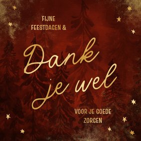  Kerstkaart dankjewel met kerstbomen en sterren