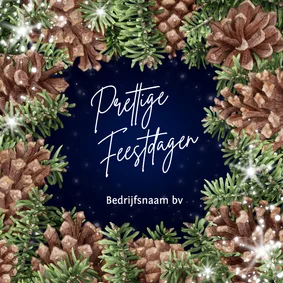 Kerstkaart dennenappels kersttakken sterren zakelijk