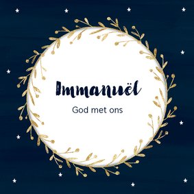 Kerstkaart donkerblauw opwekking 531 Immanuël