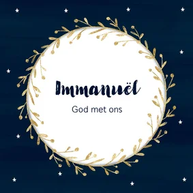 Kerstkaart donkerblauw opwekking 531 Immanuël