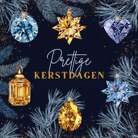Kerstkaart edelstenen als kerstbal