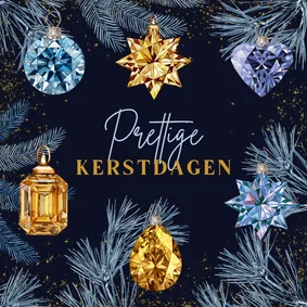 Kerstkaart edelstenen als kerstbal