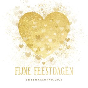 Kerstkaart Fijne Feestdagen gouden hart liefdevol