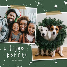 Kerstkaart fijne kerst sterretjes met 2 foto's