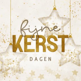 Kerstkaart Fijne Kerstdagen met sterren kerstballen