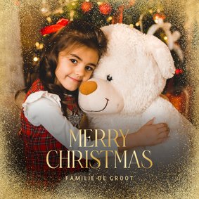 Kerstkaart foto stijlvol Merry Christmas goudlook