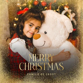 Kerstkaart foto stijlvol Merry Christmas goudlook