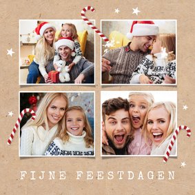 Kerstkaart fotocollage kraft fijne feestdagen zuurstokjes