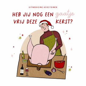 Kerstkaart foute grappige uitnodiging kerstdiner illustratie