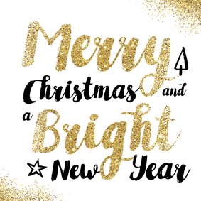 Kerstkaart glitter typografie