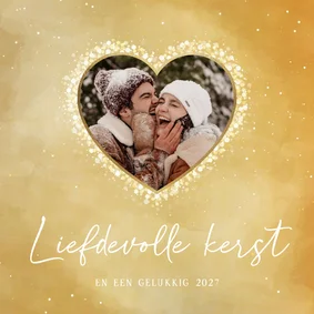 Kerstkaart goud hart van sparkles foto liefdevolle kerst