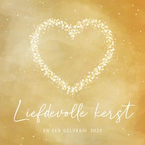 Kerstkaart goud hart van sparkles liefdevolle kerst