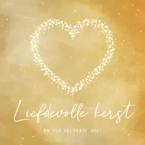 Kerstkaart goud hart van sparkles liefdevolle kerst