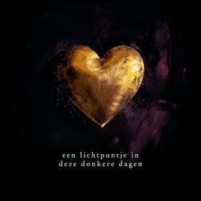 Kerstkaart gouden hart lichtpuntje moeilijke dagen