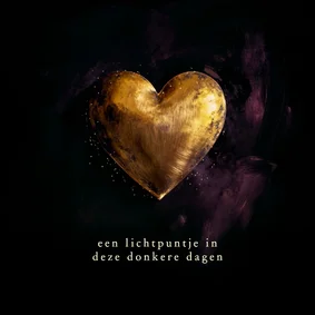 Kerstkaart gouden hart lichtpuntje moeilijke dagen