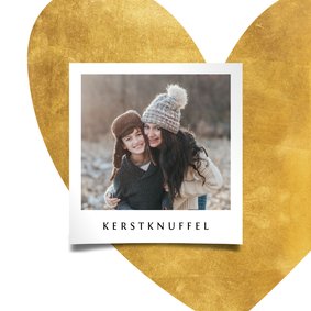 Kerstkaart gouden hart met foto