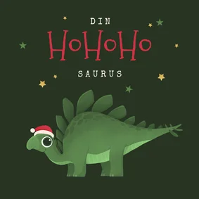 Kerstkaart grappig dinosaurus sterren ho ho ho