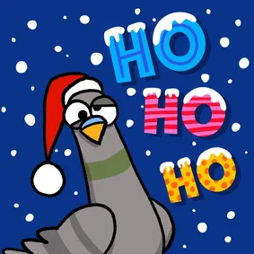 Kerstkaart grappige duif met kerstmuts