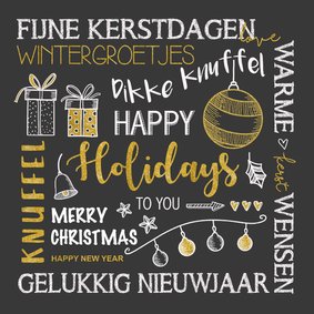 Kerstkaart handlettering in goudlook 