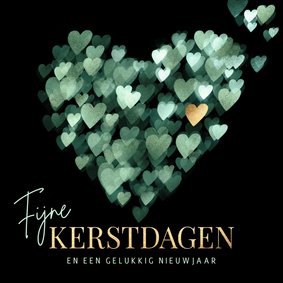 Kerstkaart hart groen en goud