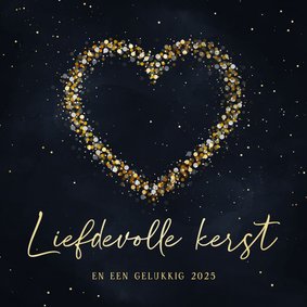 Kerstkaart hart van sparkles liefdevolle kerst