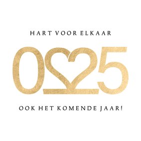 Kerstkaart hart voor elkaar goud