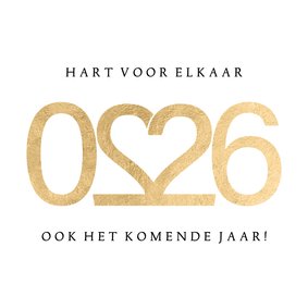 Kerstkaart hart voor elkaar goud