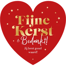 Kerstkaart hartvorm bedankt fijne kerst sterren