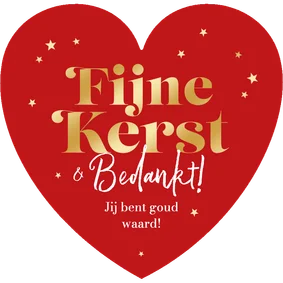 Kerstkaart hartvorm bedankt fijne kerst sterren