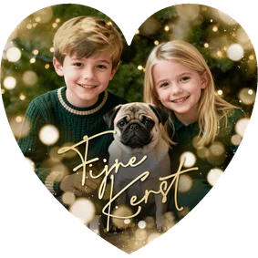 Kerstkaart hartvorm foto sprankelend lichteffecten liefde