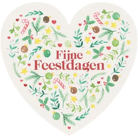 Kerstkaart hartvorm kerstsymbooltjes