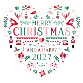 Kerstkaart hartvorm met Scandinavische kerst illustraties