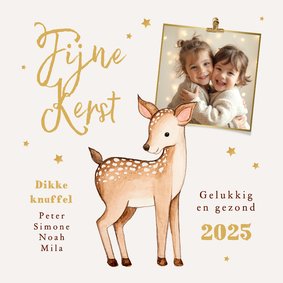 Kerstkaart hertje fijne kerst foto sterren lief