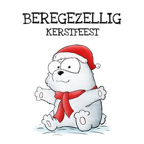 Kerstkaart ijsbeer beregezellig kerstfeest!