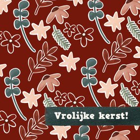 Kerstkaart in botanisch thema met sterren