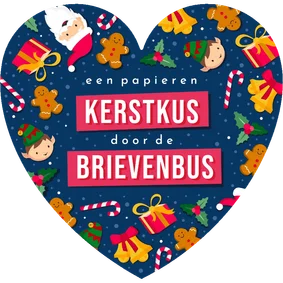 Kerstkaart in hartvorm met vrolijke kerst illustraties