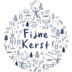 Kerstkaart in kerstbalvorm blauwe tekeningen fijne kerst