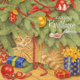 Kerstkaart Joris onder de kerstboom