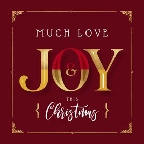 Kerstkaart JOY christmas love goud stijlvol chic