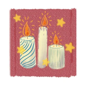 Kerstkaart kaarsen Duchenne Parent Project 