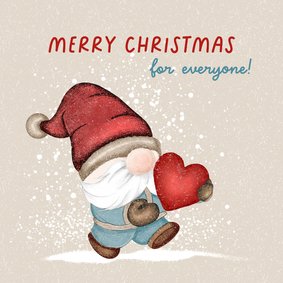 Kerstkaart kabouter draagt hart