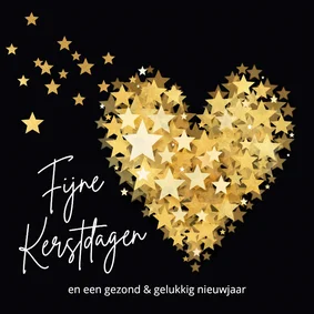 Kerstkaart kerst hart sterren sprankelend goud