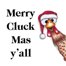 Kerstkaart kerst kip om de hoek