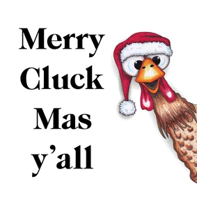 Kerstkaart kerst kip om de hoek